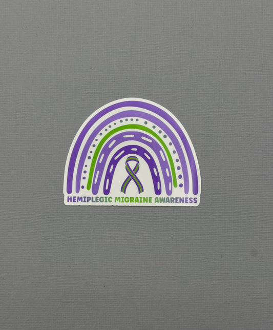 Hemiplegic Migraine Awareness Rainbow Sticker or Magnet