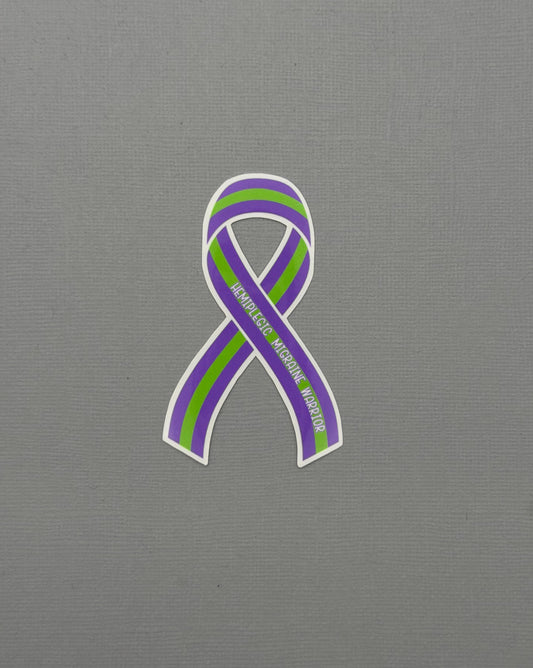 Hemiplegic Migraine Warrior Ribbon Sticker or Magnet