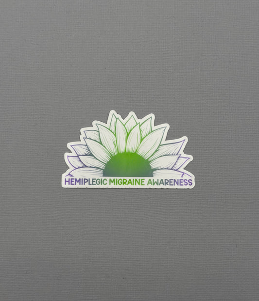 Hemiplegic Migraine Awareness Sunflower Sticker or Magnet