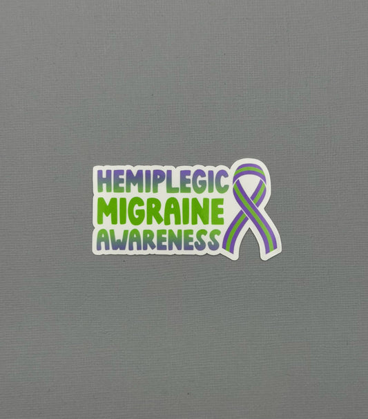 Hemiplegic Migraine Awareness with Ribbon Sticker or Magnet