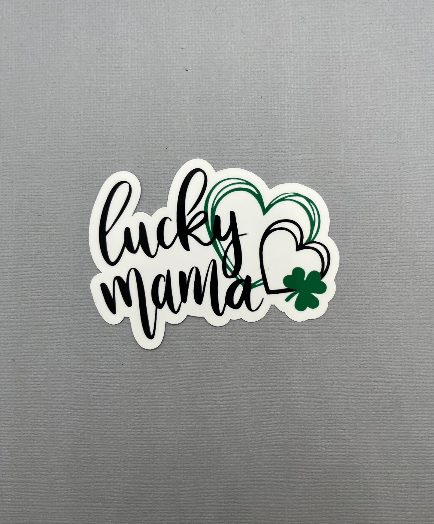 Lucky Mama Sticker with Hearts & Shamrocks