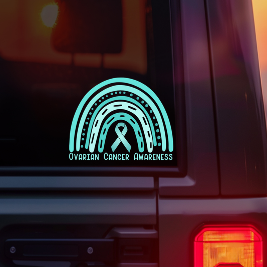 Ovarian Cancer Awareness Rainbow Car Decal