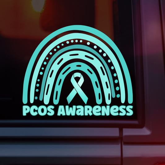 PCOS Awareness Rainbow Car Decal
