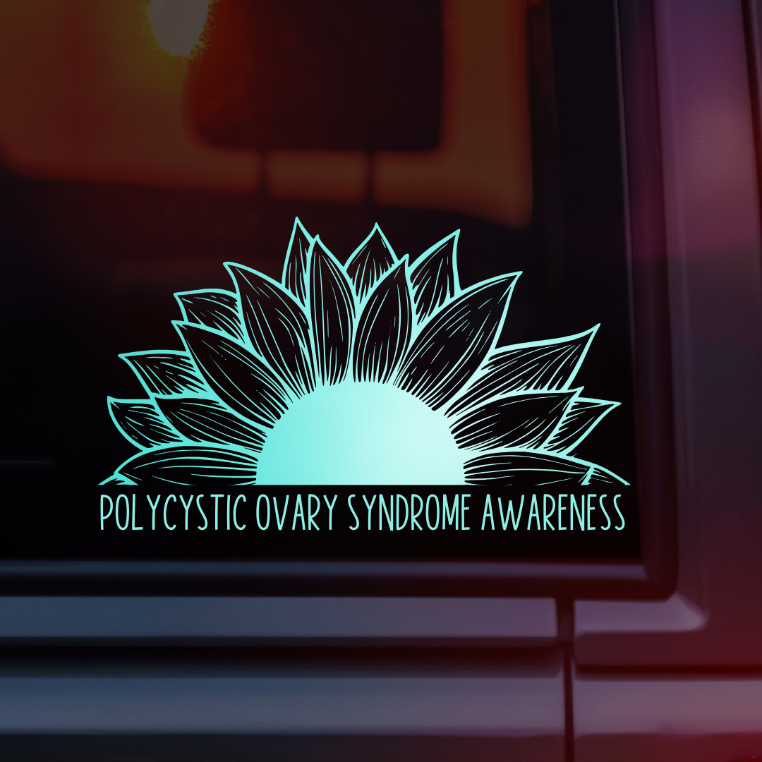 Polycystic Ovary Syndrome Awareness Sunflower Car Decal