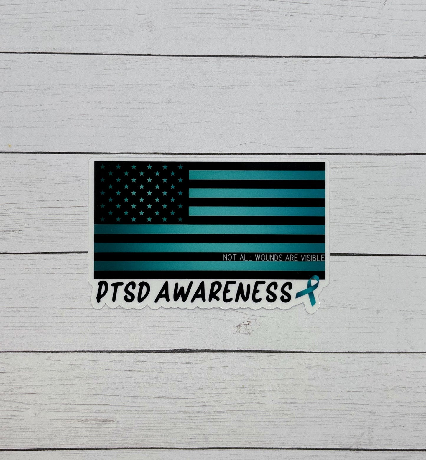 PTSD Awareness American Flag Sticker