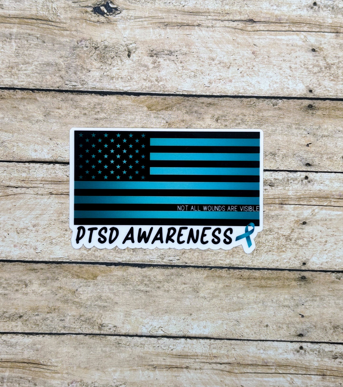 PTSD Awareness American Flag Sticker