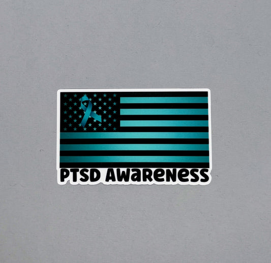 PTSD Awareness American Flag Sticker