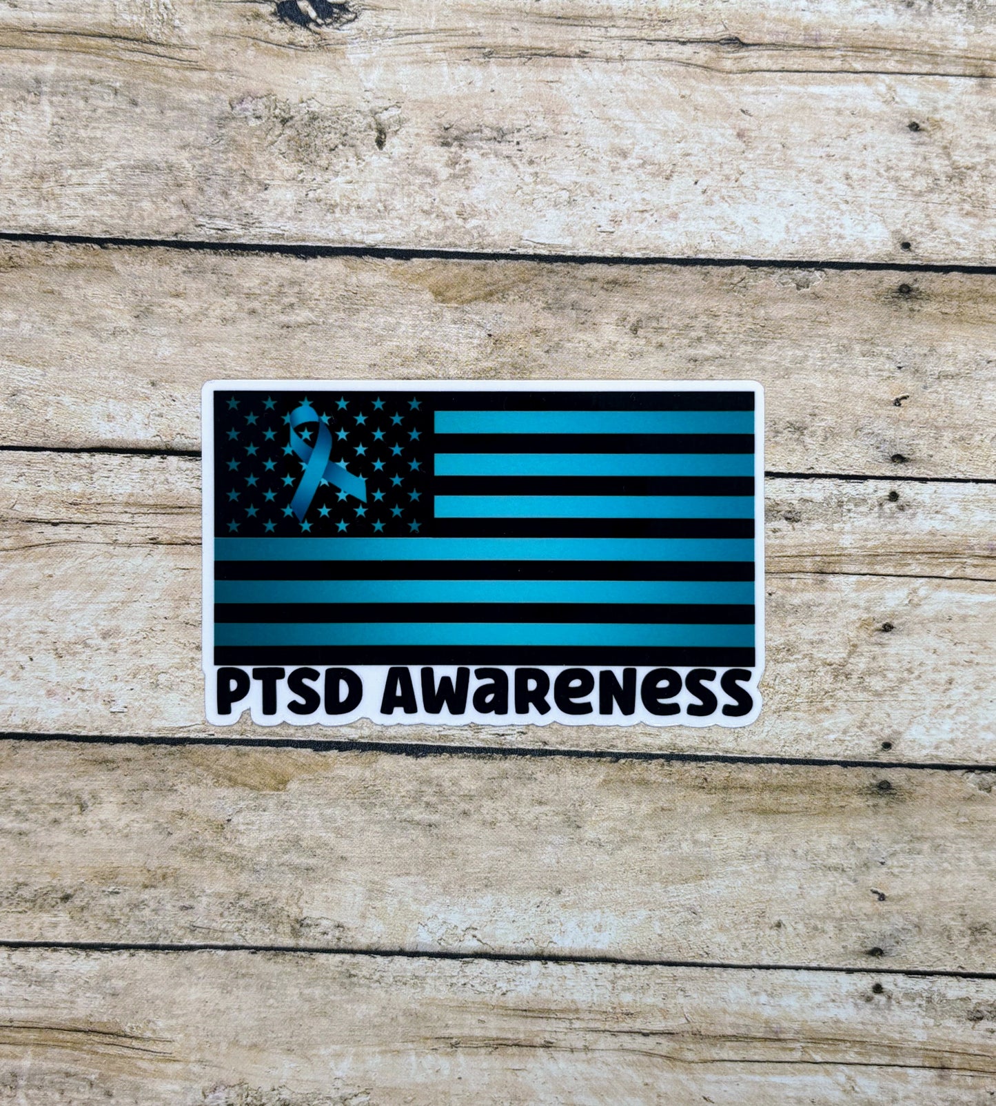 PTSD Awareness American Flag Sticker