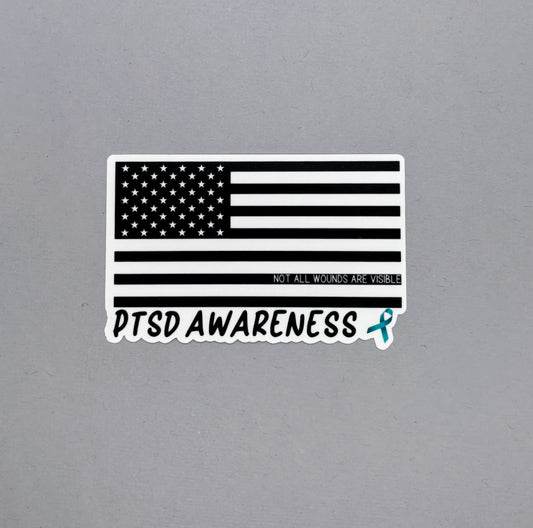 PTSD Awareness American Flag Sticker