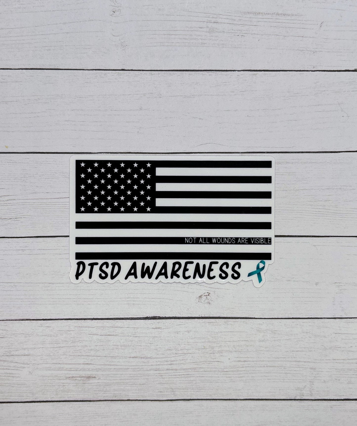 PTSD Awareness American Flag Sticker