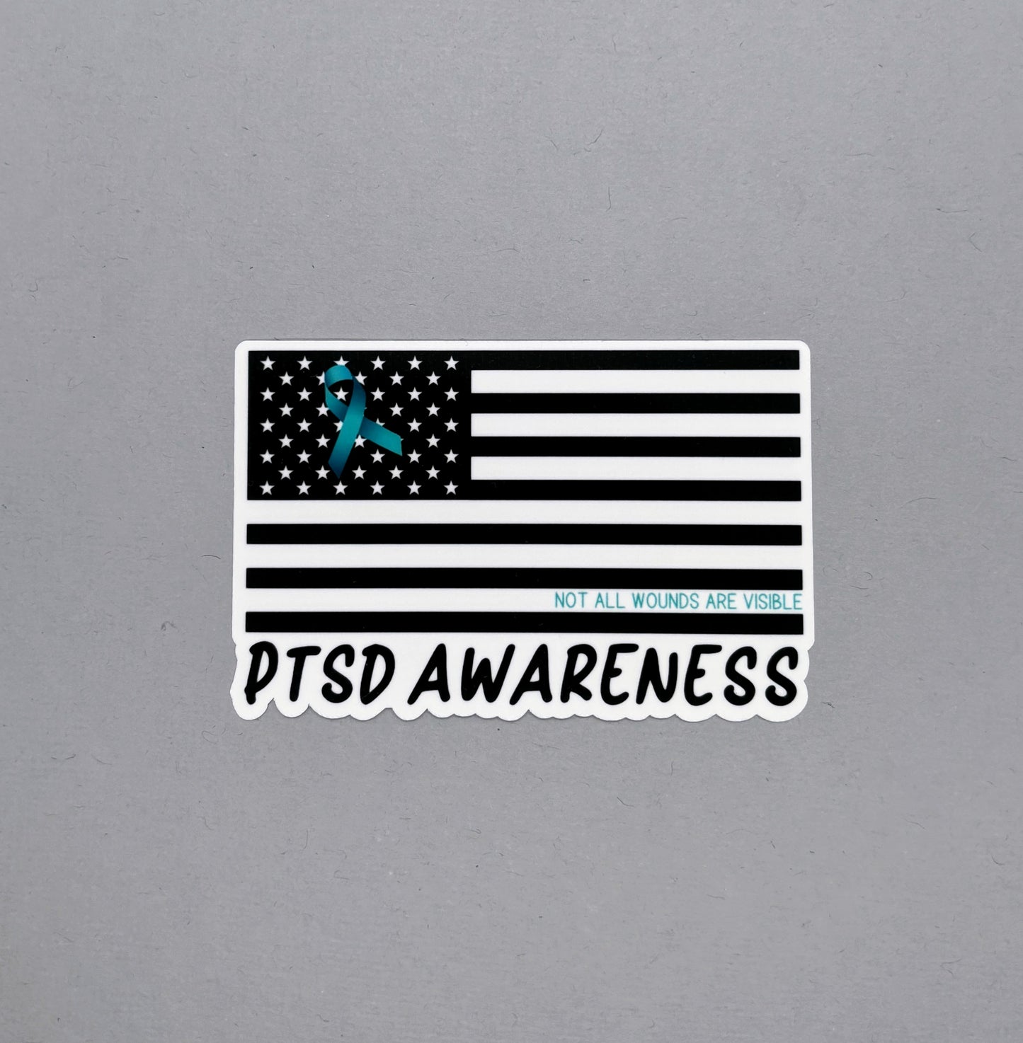 PTSD Awareness American Flag Sticker