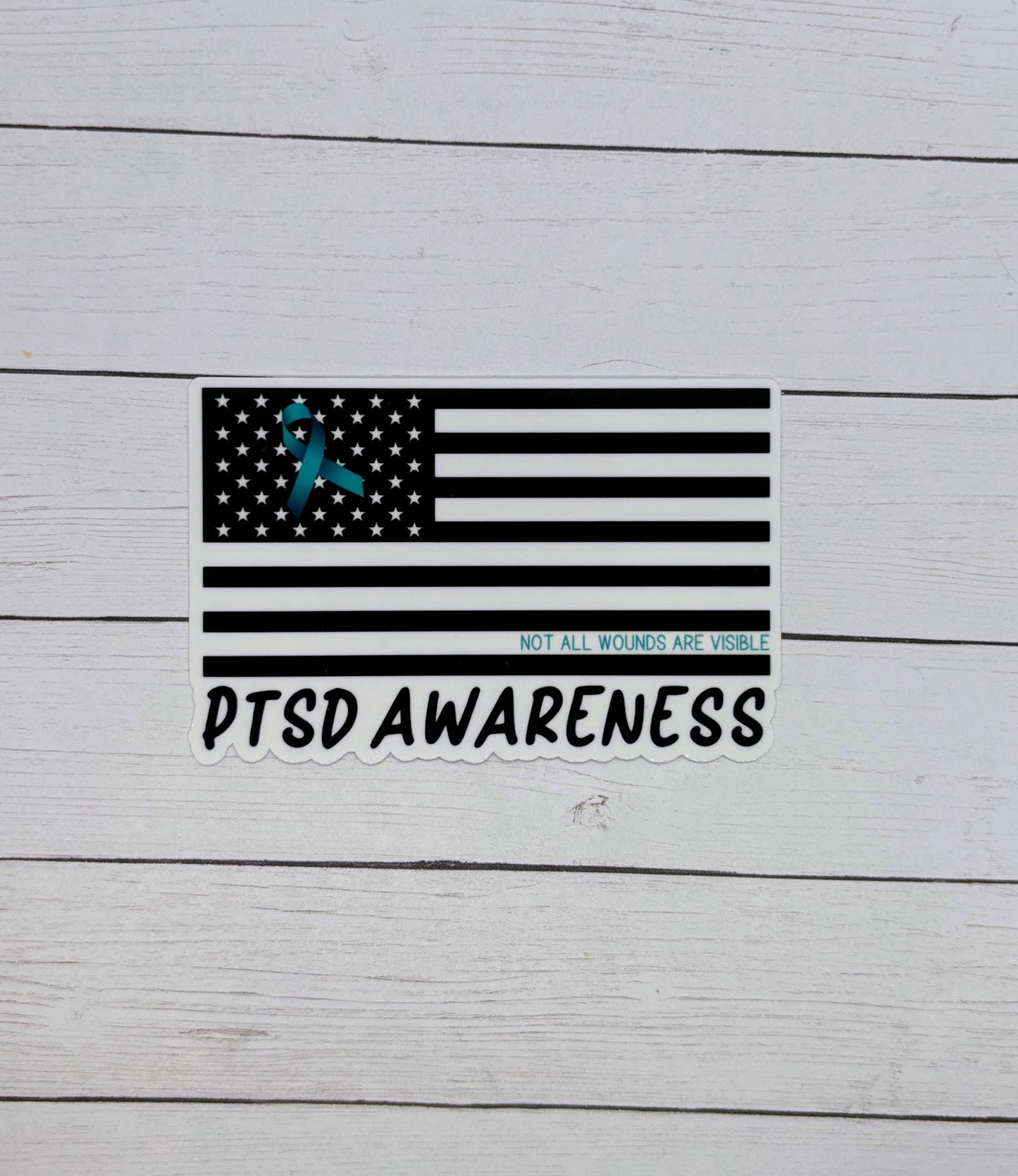 PTSD Awareness American Flag Sticker