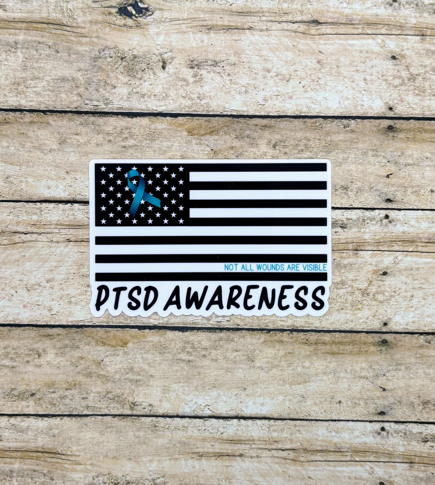 PTSD Awareness American Flag Sticker