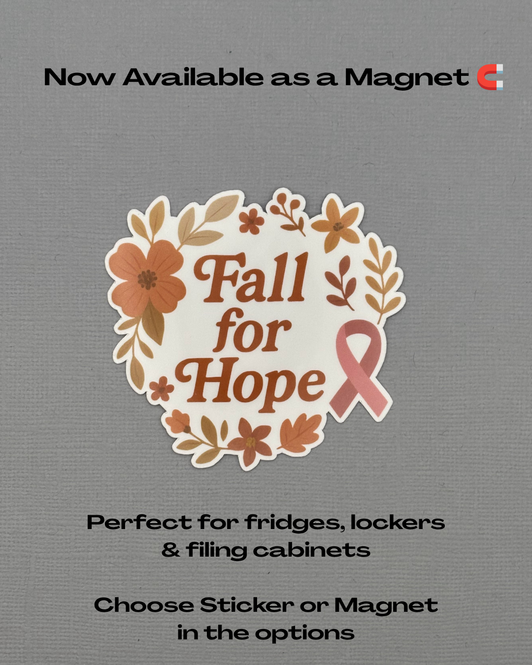 Fall For Hope Breast Cancer Awareness Sticker or Magnet