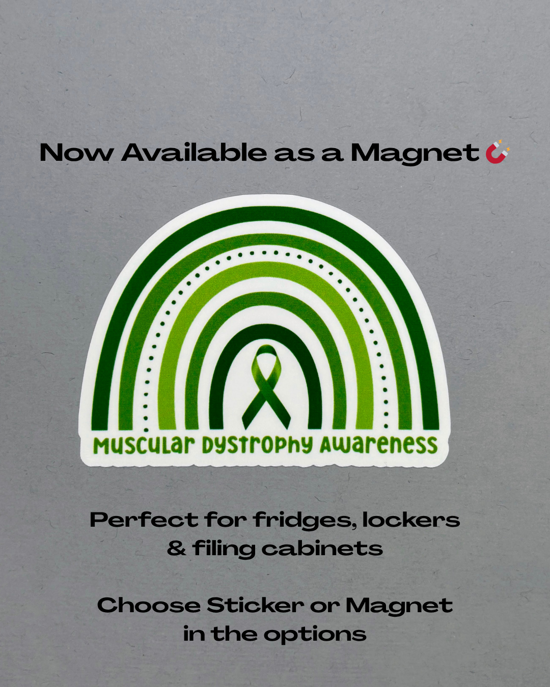 Muscular Dystrophy Awareness Rainbow Sticker or Magnet