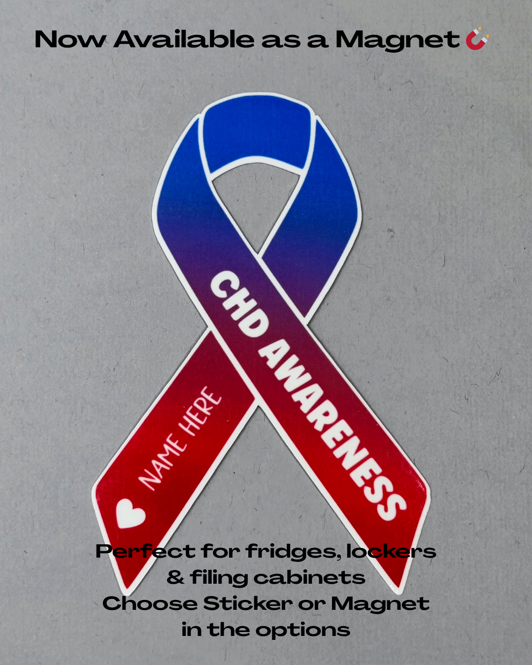 CHD Awareness Custom Ribbon Sticker or Magnet