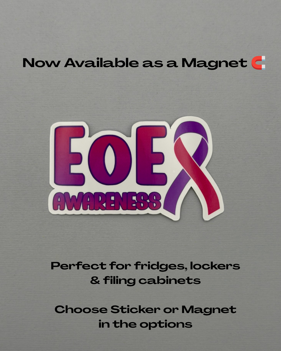 EoE Awareness with Ribbon Sticker or Magnet | Eosinophilic Esophagitis