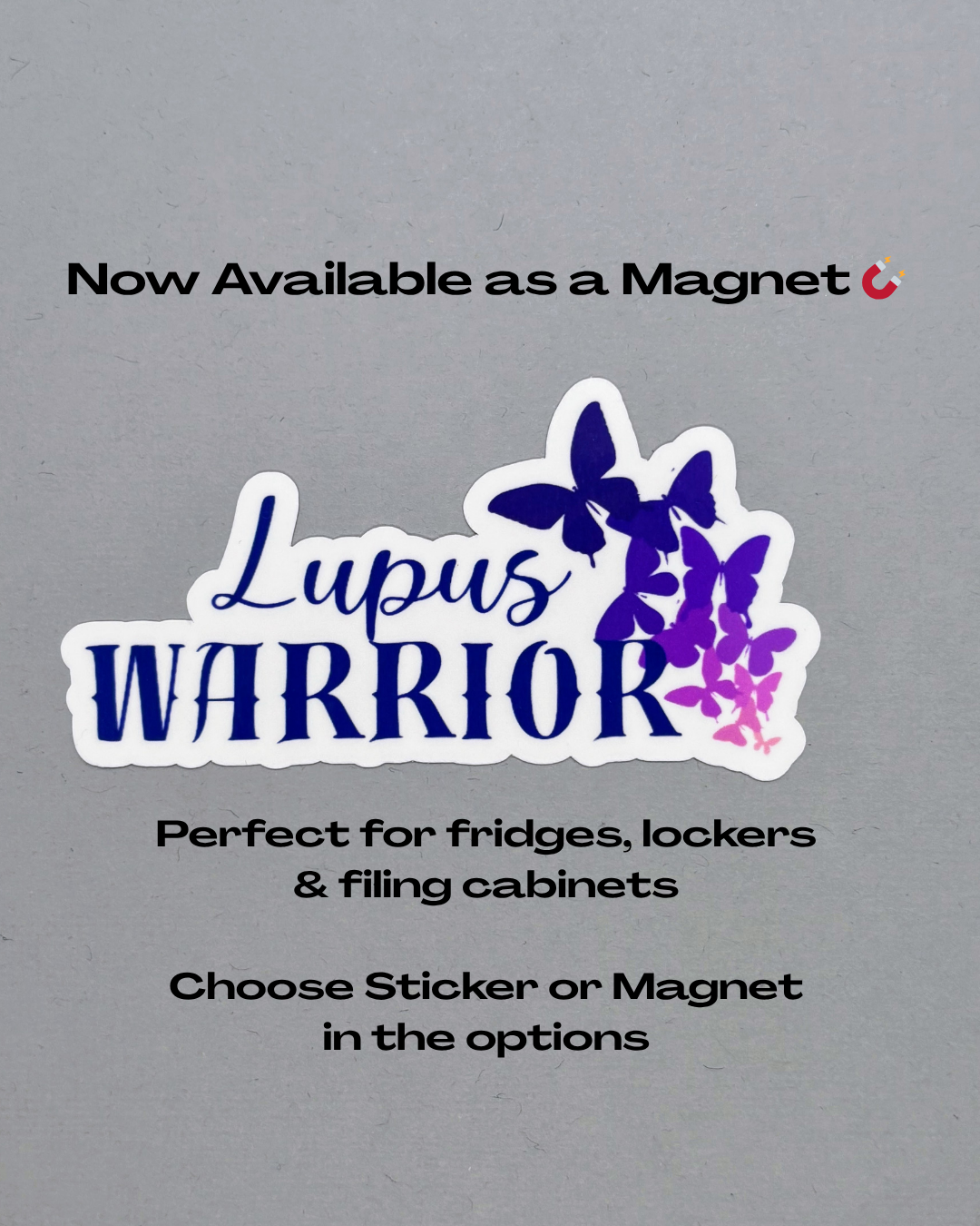 Lupus Warrior Purple Butterflies Sticker or Magnet
