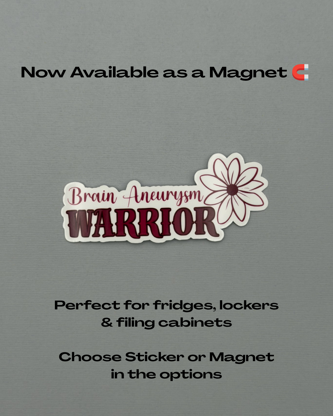 Brain Aneurysm Warrior Flower Sticker or Magnet