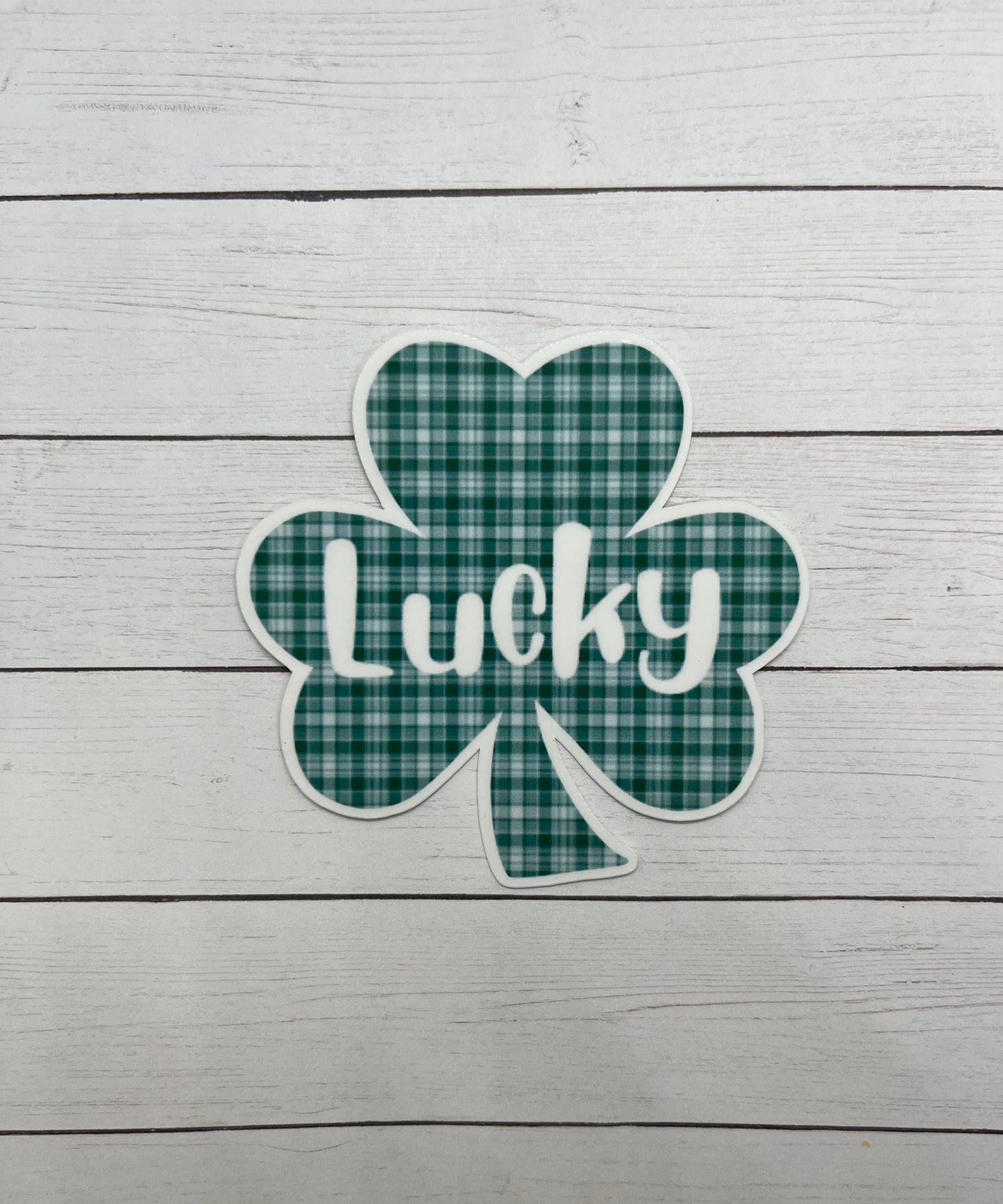 Lucky Green Plaid Shamrock Sticker