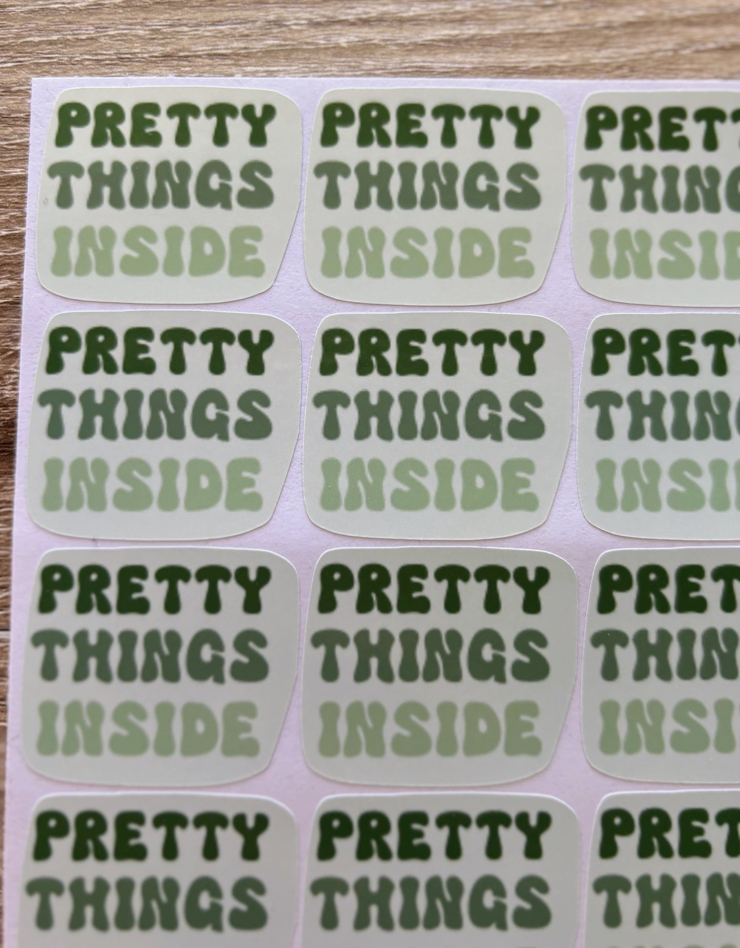 Pretty Things Inside - Green - Packaging Stickers