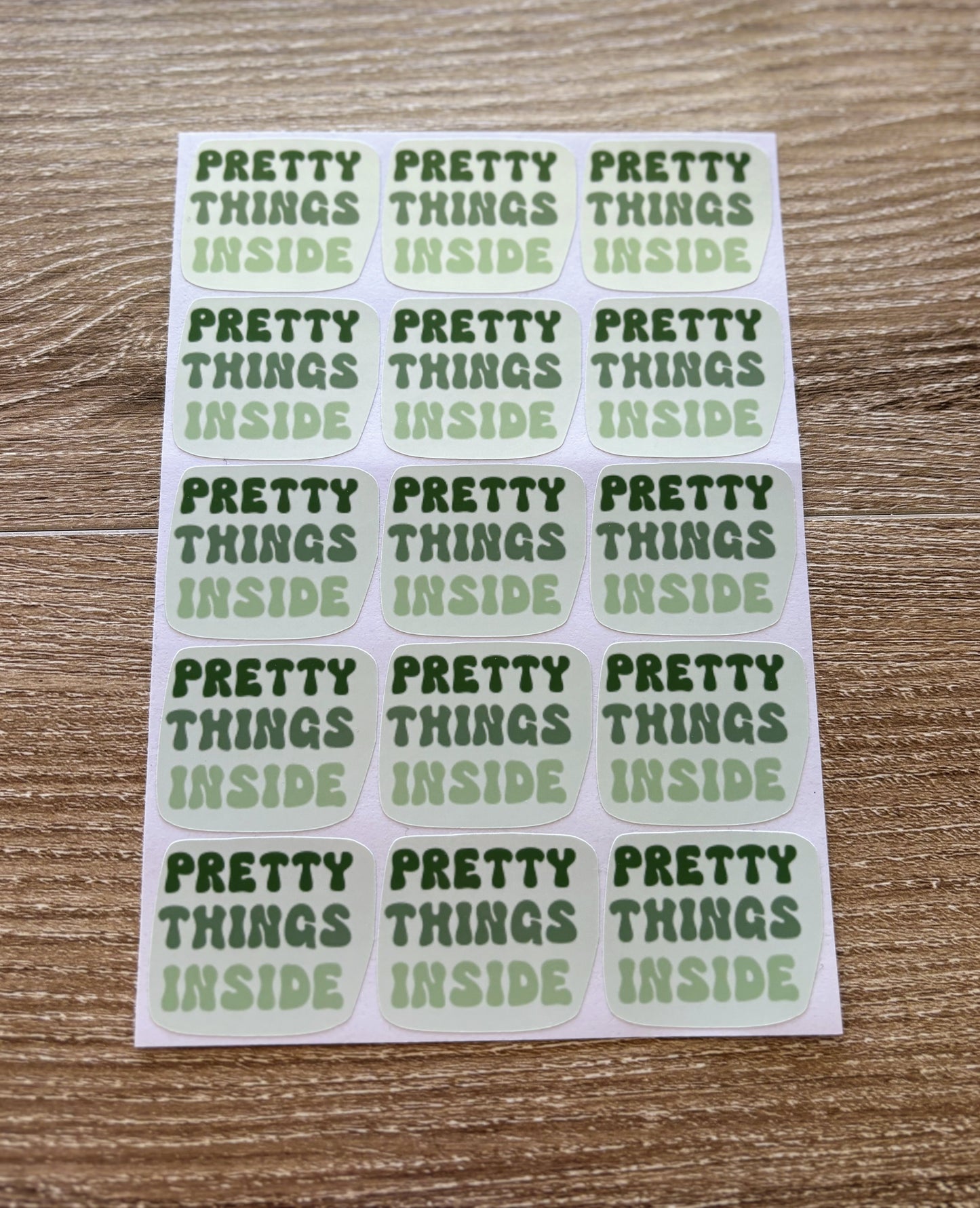 Pretty Things Inside - Green - Packaging Stickers