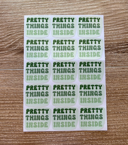 Pretty Things Inside - Green - Packaging Stickers