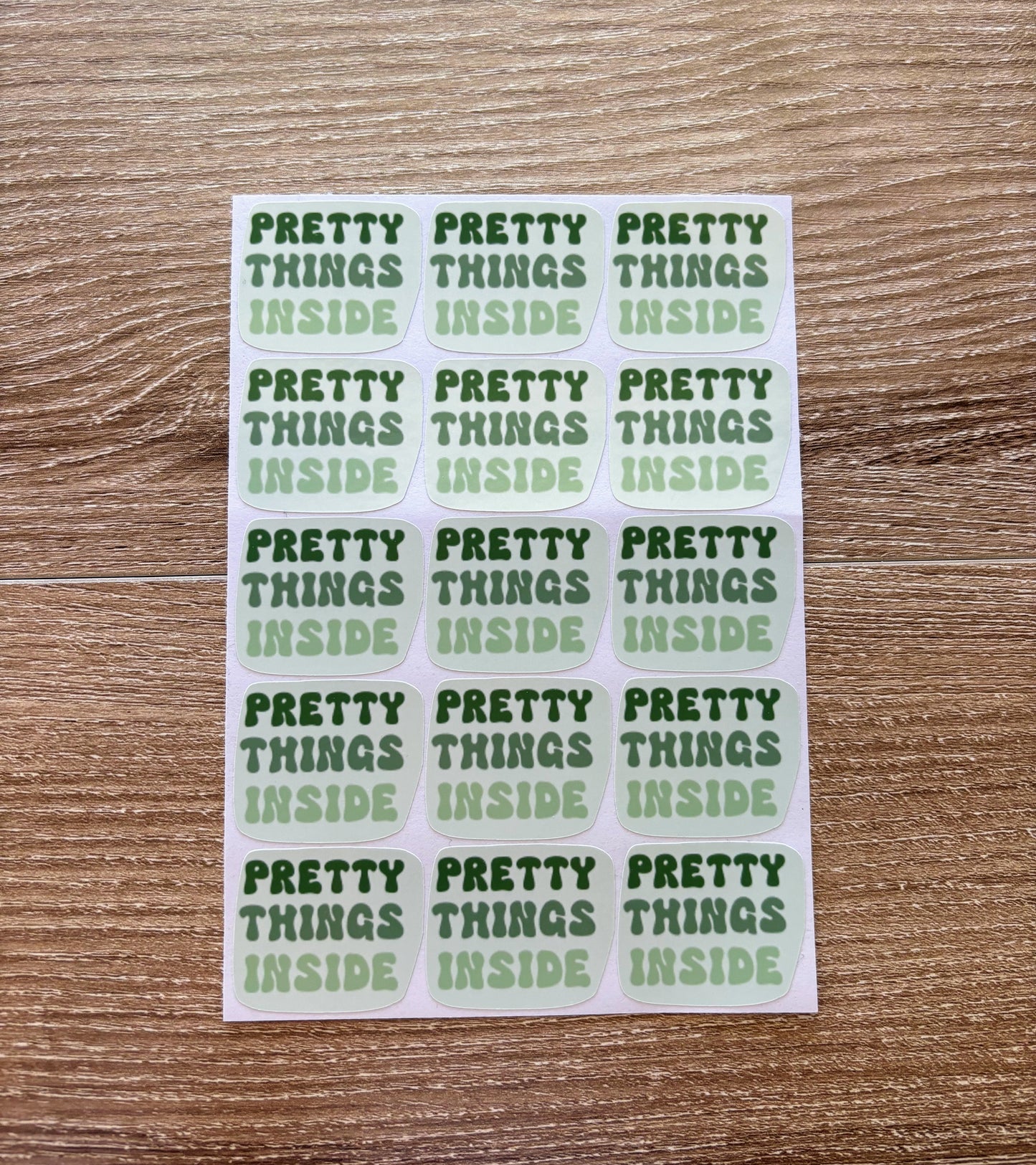 Pretty Things Inside - Green - Packaging Stickers