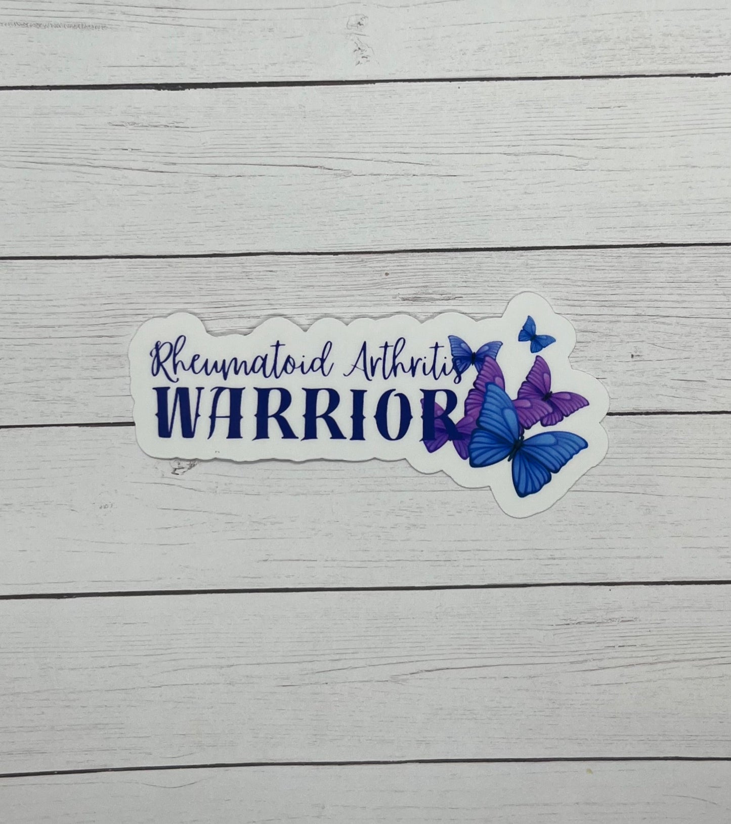 Rheumatoid Arthritis Warrior Purple Blue Butterflies Sticker