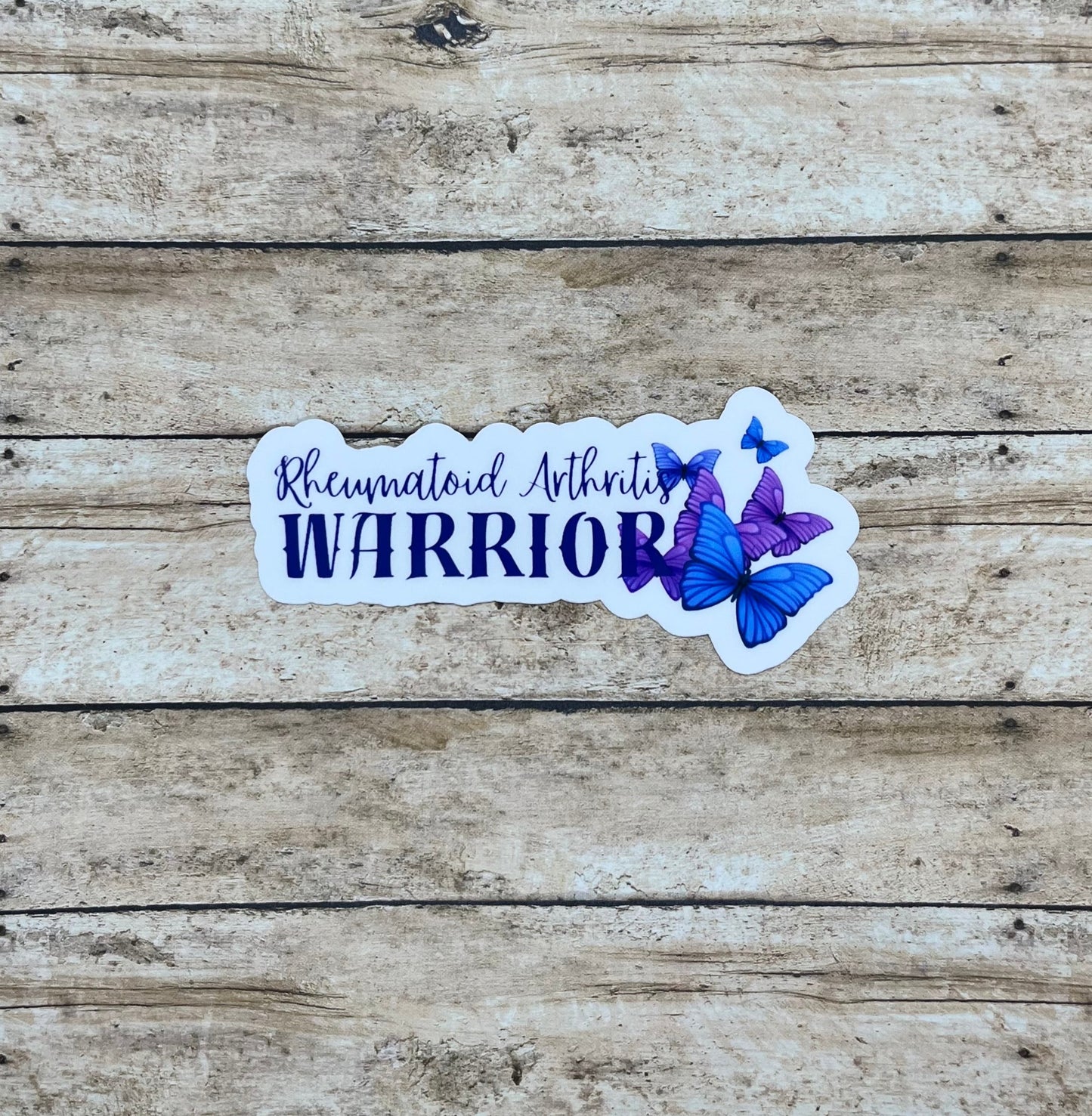 Rheumatoid Arthritis Warrior Purple Blue Butterflies Sticker