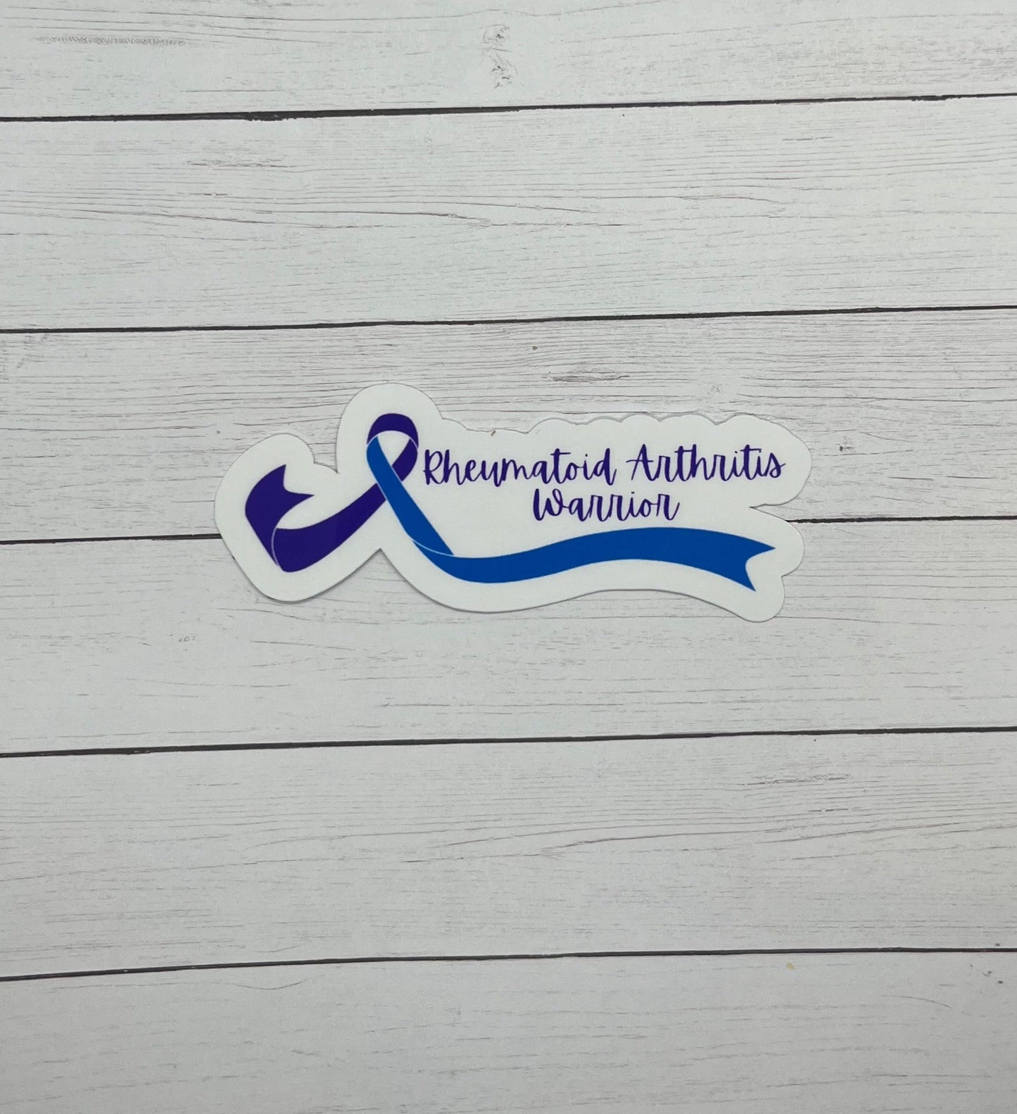 Rheumatoid Arthritis Warrior Purple Blue Ribbon Sticker