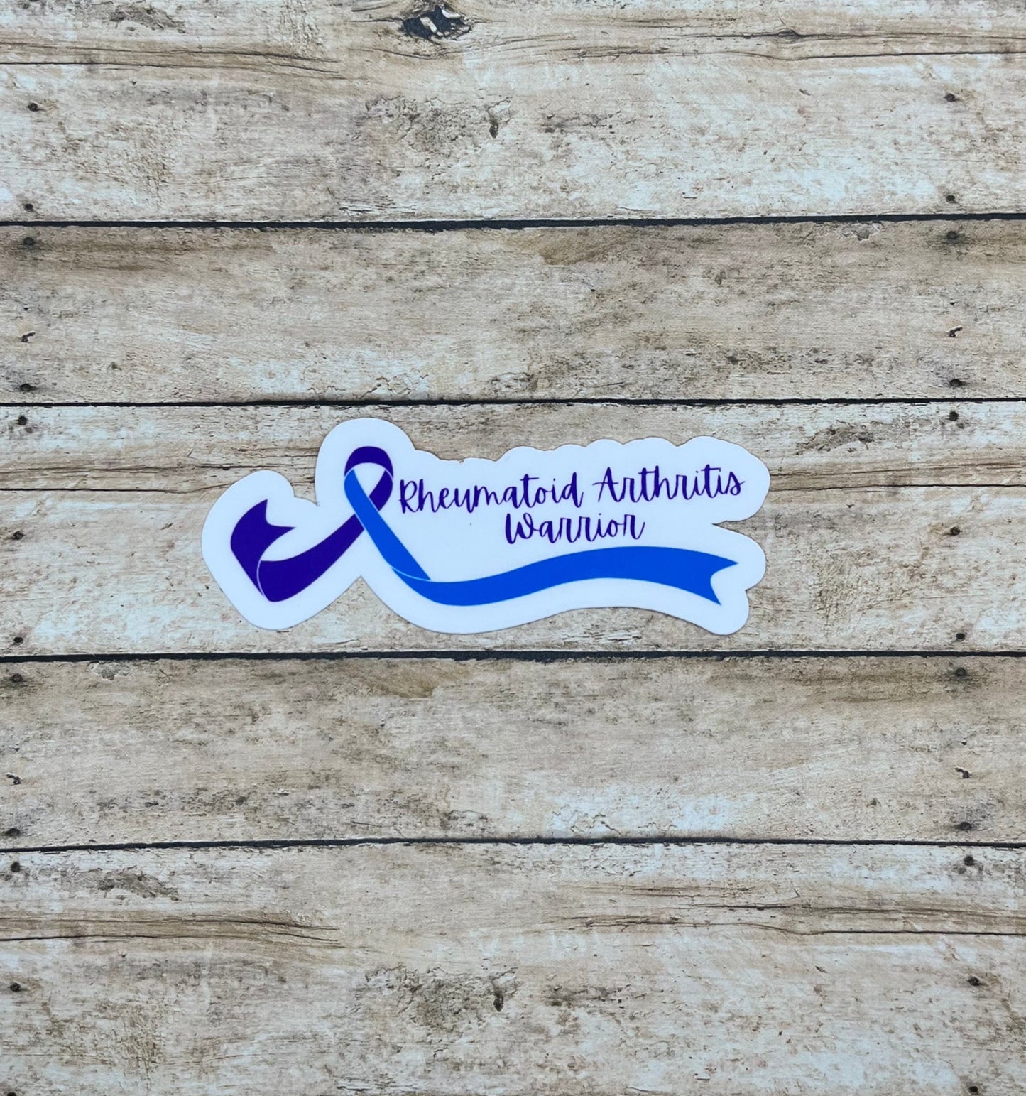 Rheumatoid Arthritis Warrior Purple Blue Ribbon Sticker