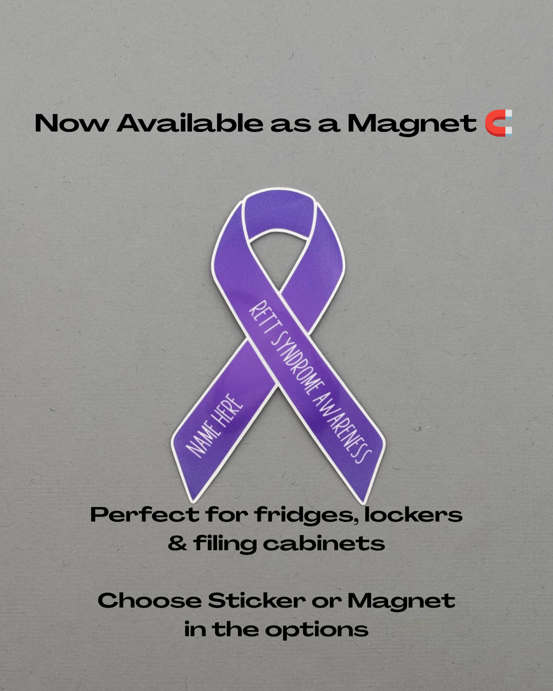 Rett Syndrome Awareness Custom Ribbon Sticker or Magnet