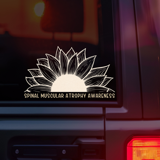 Spinal Muscular Atrophy Awareness Sunflower Car Decal