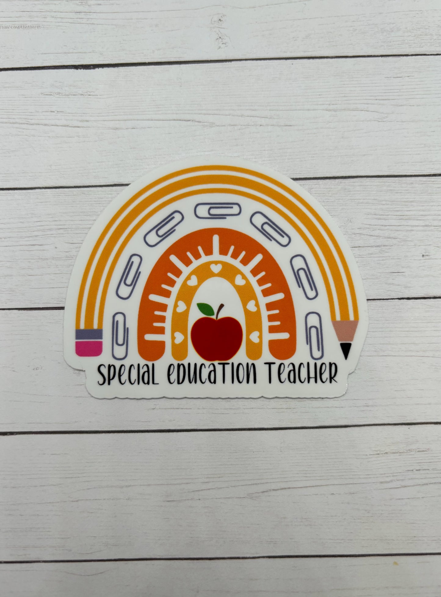 Special Education Teacher Pencil Rainbow Sticker