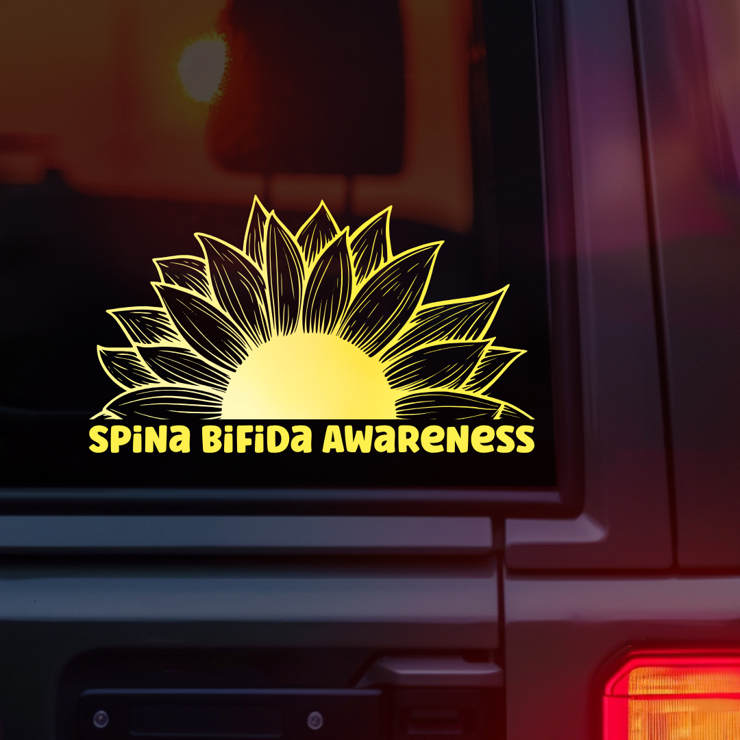 Spina Bifida Awareness Sunflower Car Decal