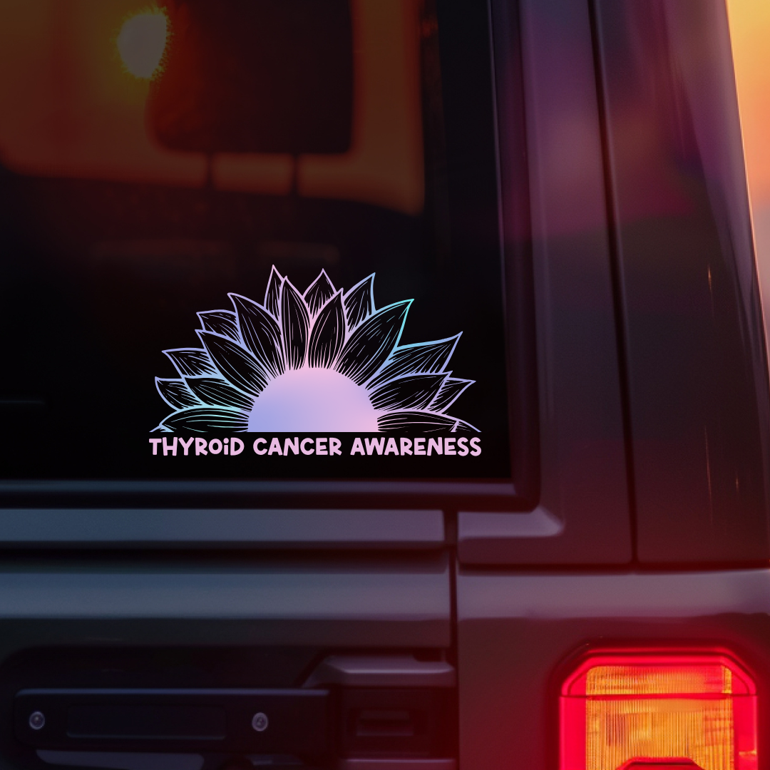 Thyroid Sticker Rwalistic Thyroid Cancer Awareness Sunflower Car Decal – Made with Monday