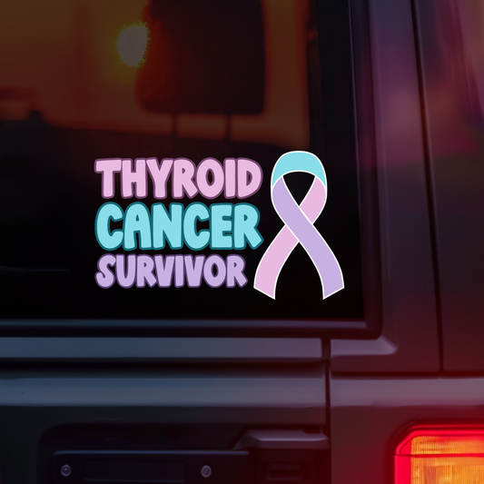 Thyroid Cancer Survivor with Ribbon Car Decal