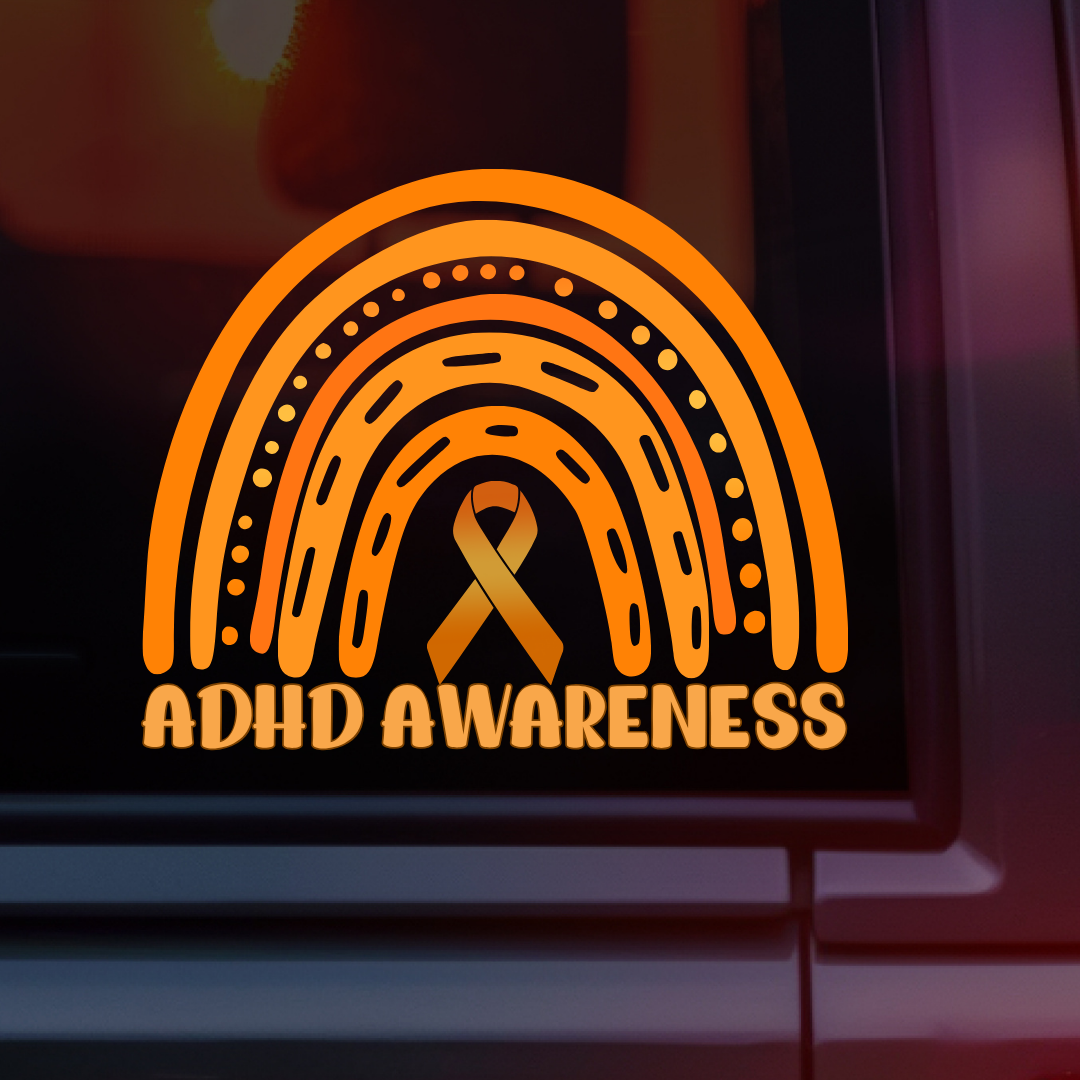 ADHD Awareness Rainbow Car Decal
