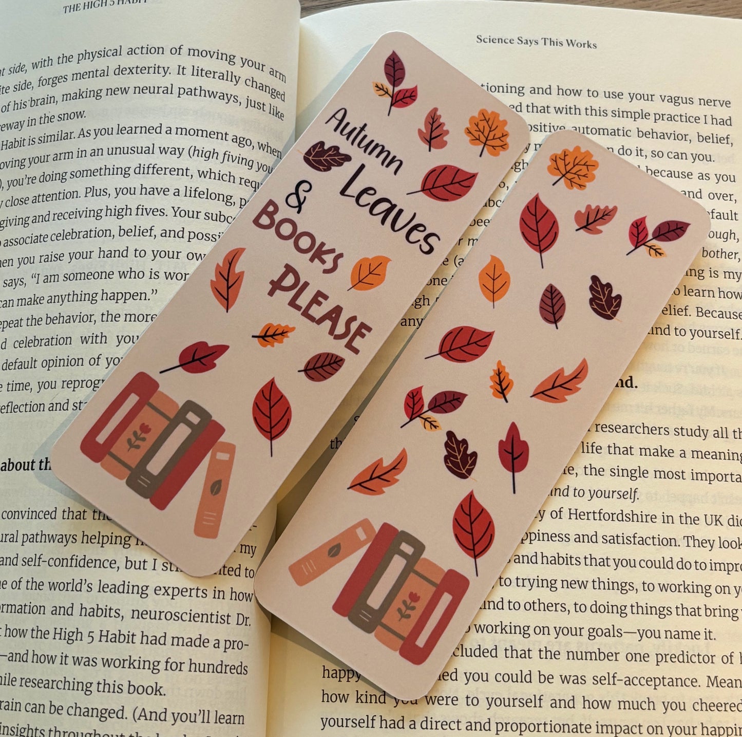 Autumn Leaves & Books Please Bookmark