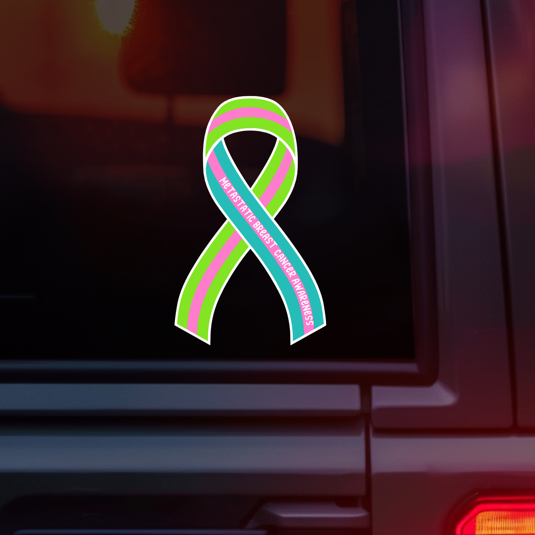 Metastatic Breast Cancer Awareness Ribbon Car Decal