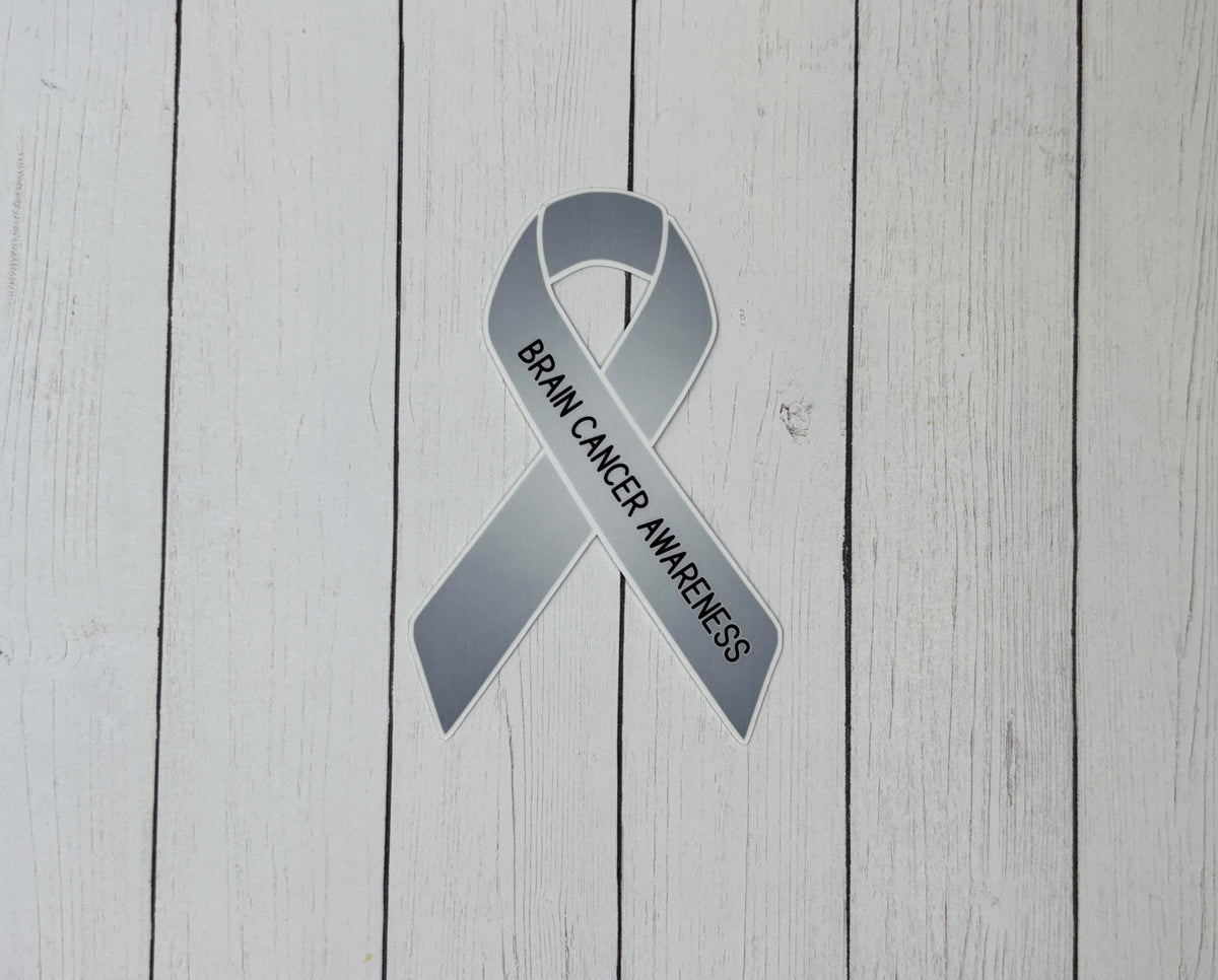 Brain Print Ribbon Brain Cancer Awareness Ribbon Sticker – Made with Monday