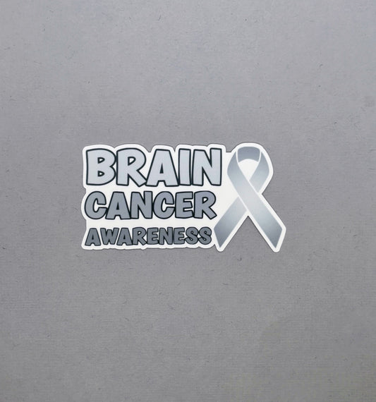 Brain Cancer Awareness with Ribbon Sticker