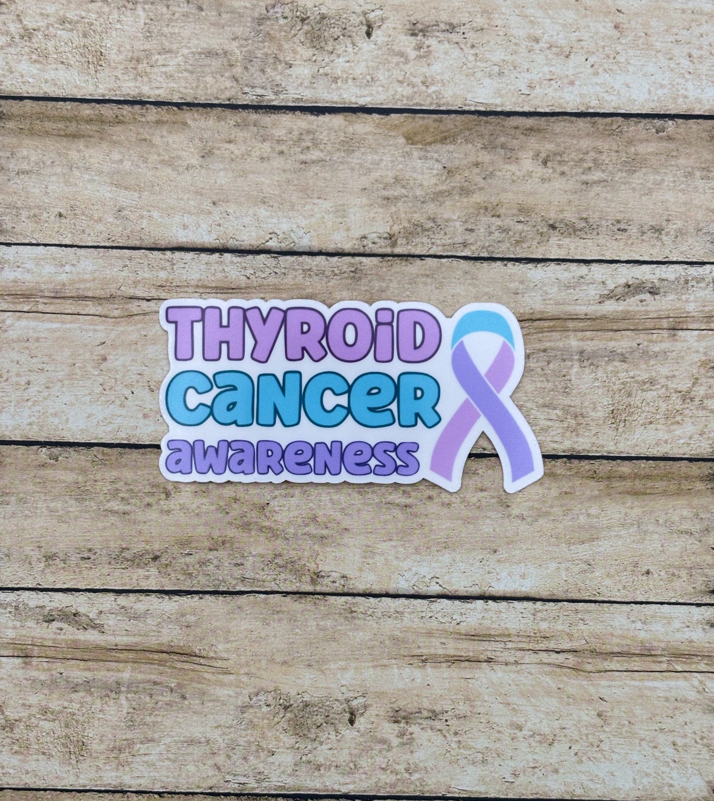 Thyroid Cancer Awareness with Ribbon Sticker