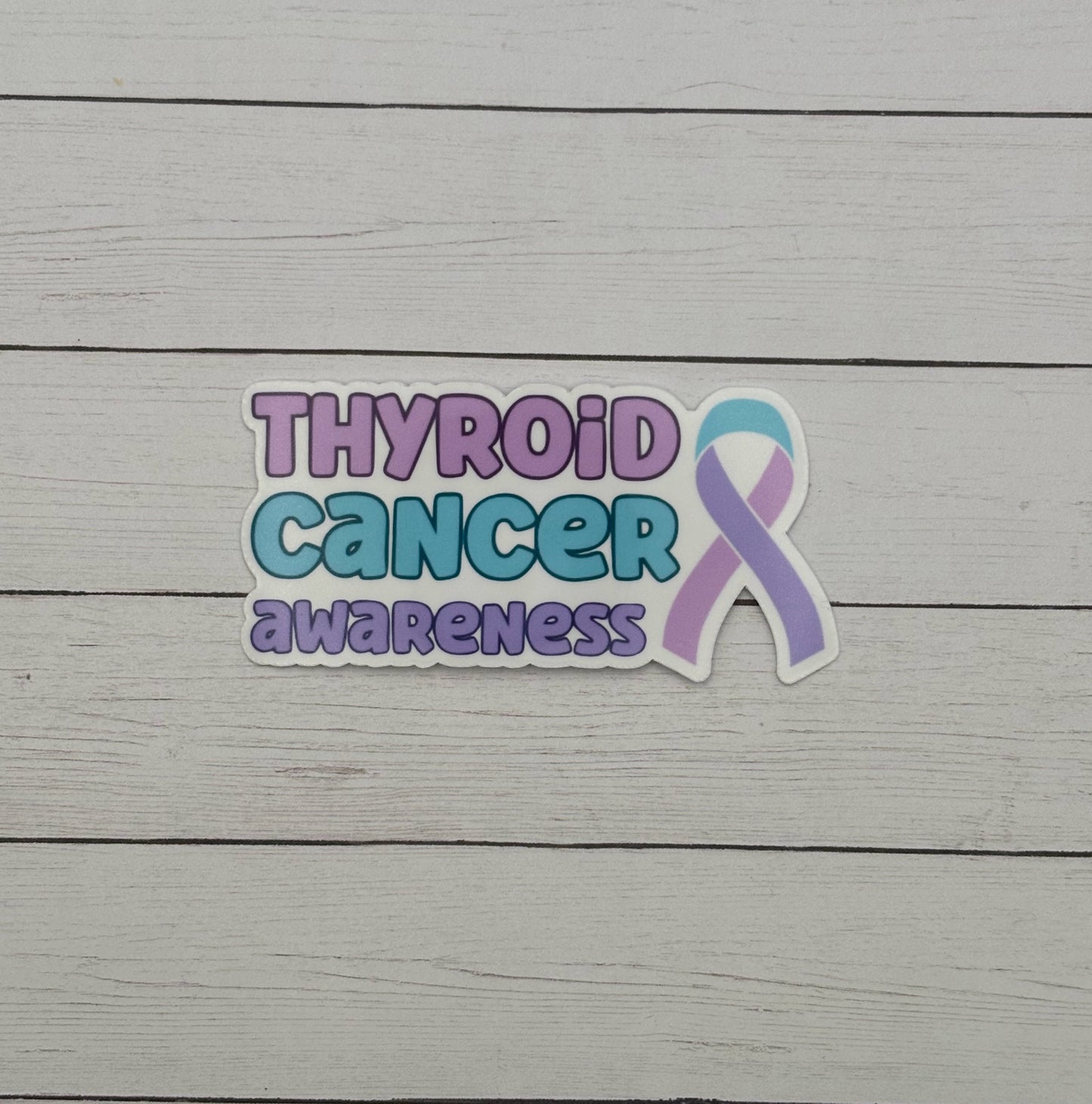 Thyroid Cancer Awareness with Ribbon Sticker