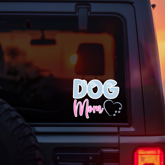 Dog Mom Blue & Pink Car Decal