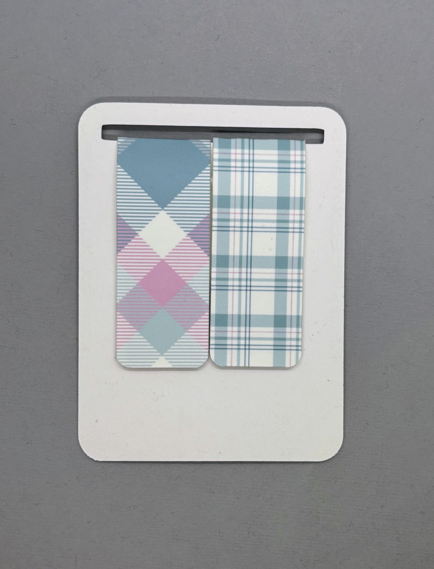 Pink & Blue Plaid Magnetic Bookmark