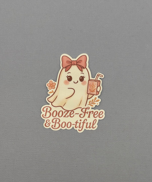 Booze-Free & Boo-tiful Ghost Sticker