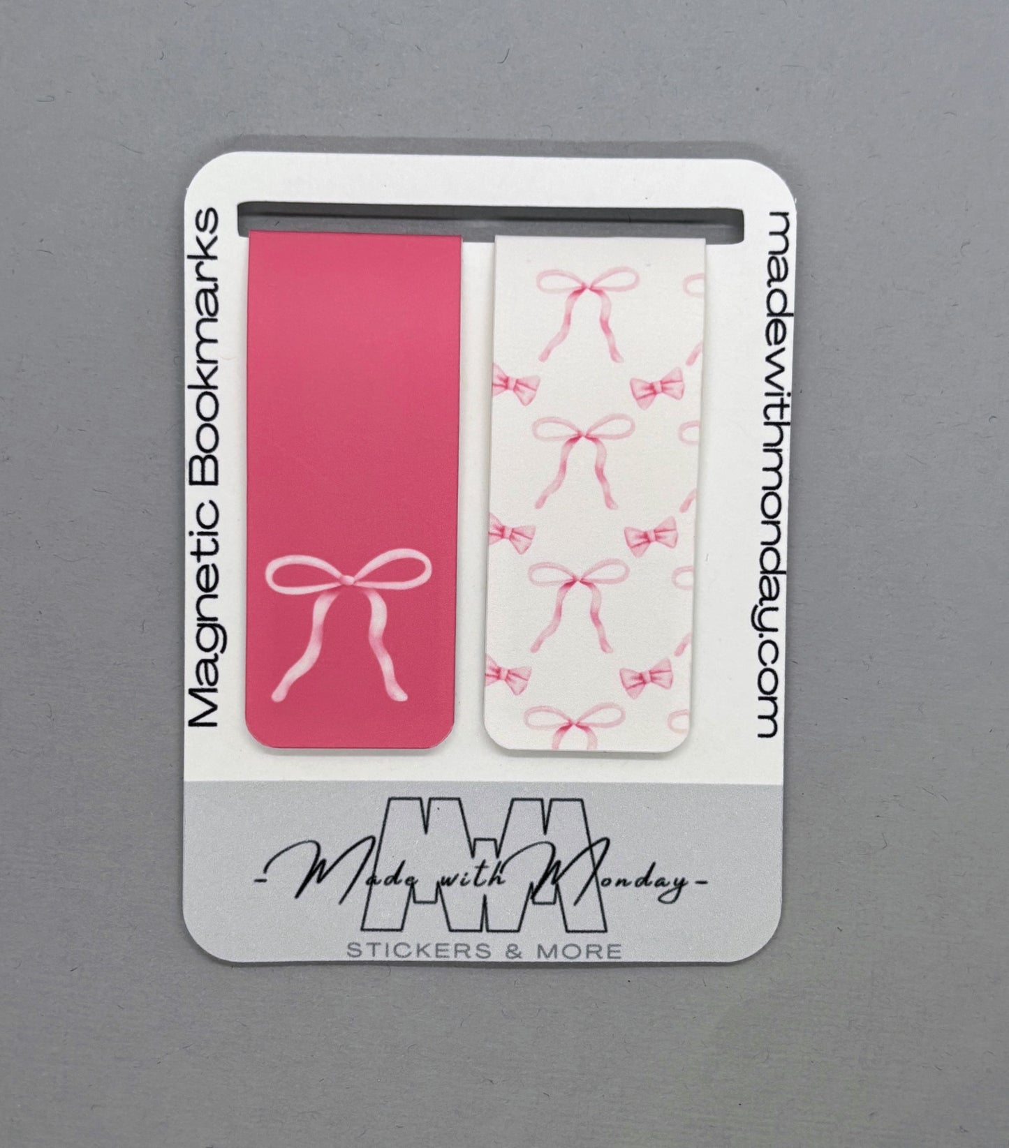 Custom Pink Bows Magnetic Bookmarks