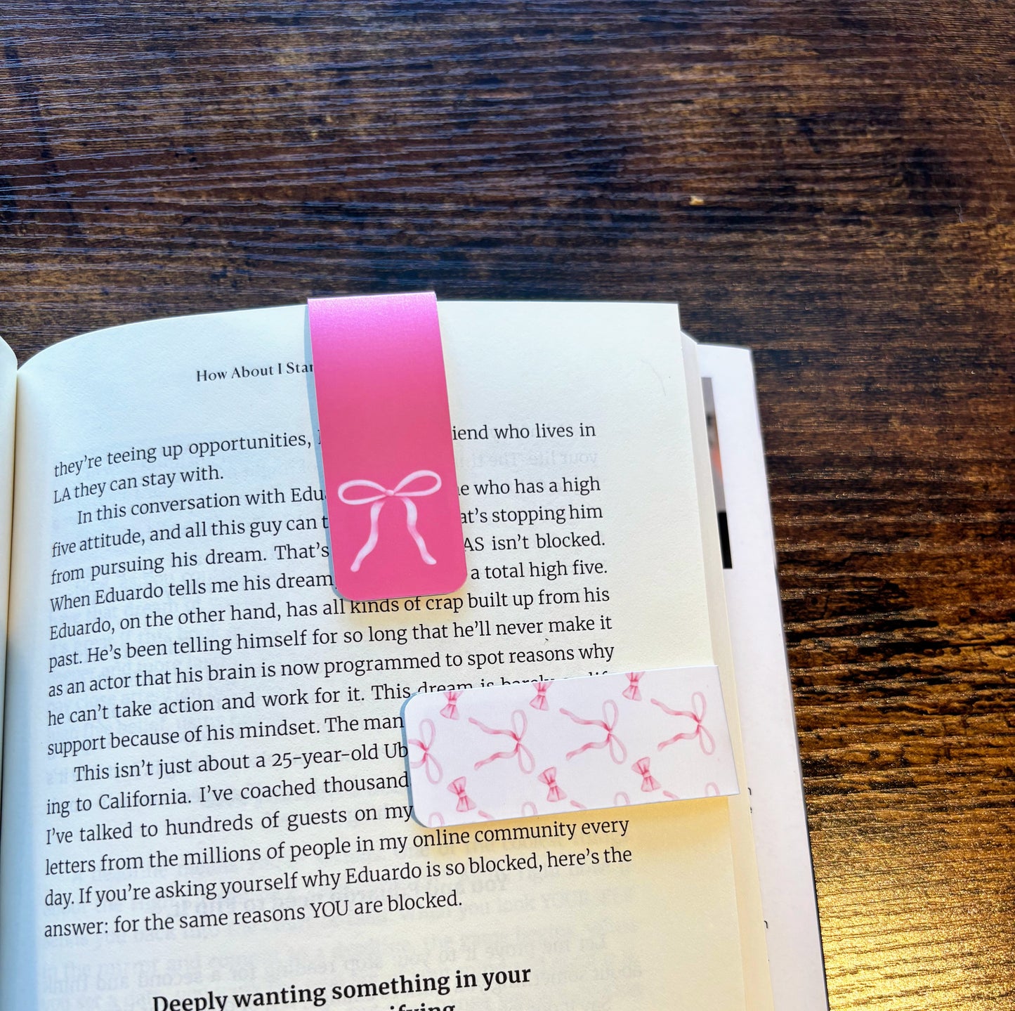 Pink Coquette Bow Magnetic Bookmarks